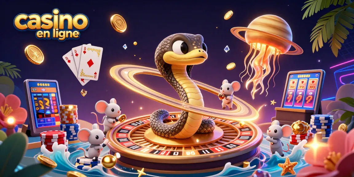 Profitez de l'expérience "casino en ligne" avec le serpent Saturne et un dealer en méduse.