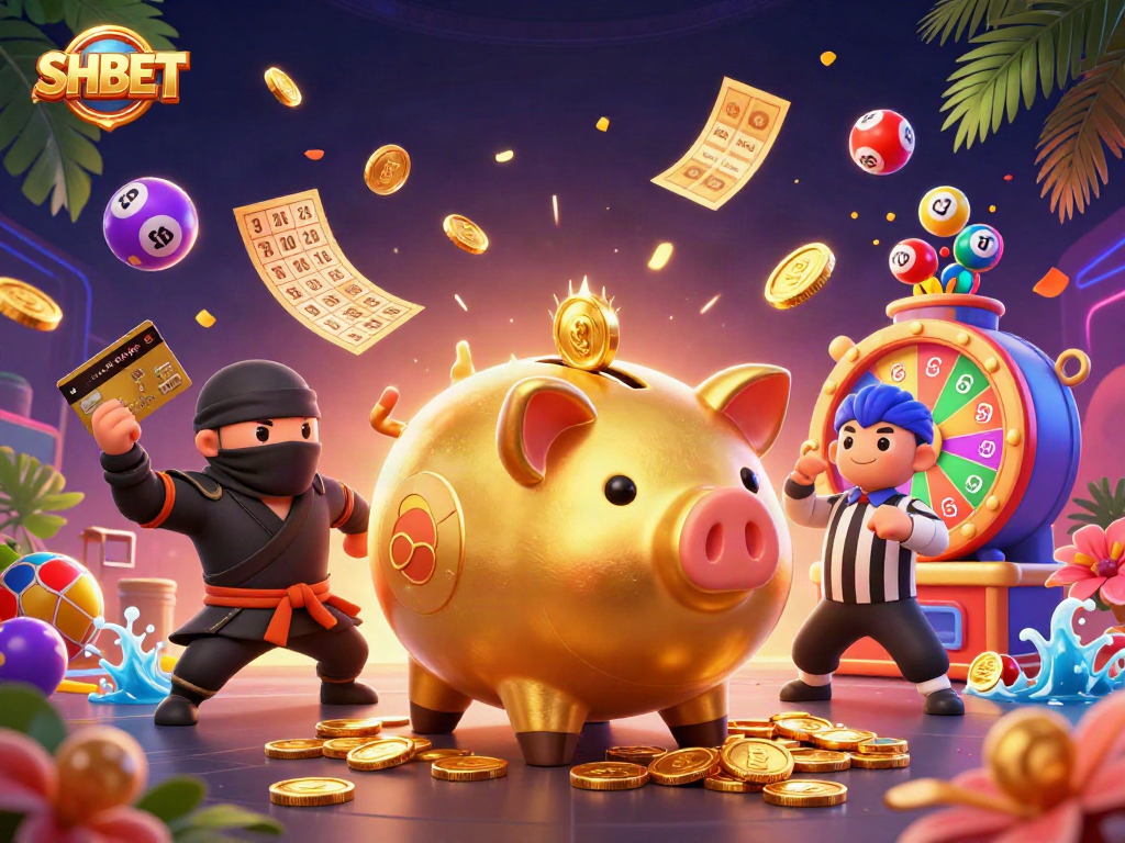 Experience thrilling wins with SHBET's dynamic gaming scene featuring vibrant lottery elements and engaging characters