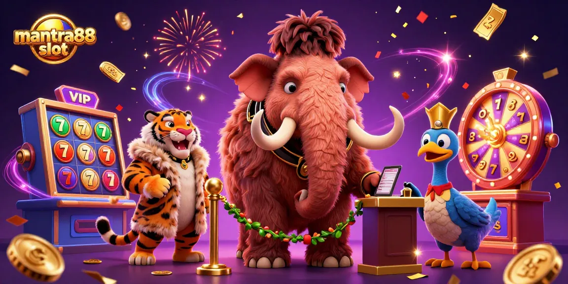 Join the action with mantra88 slot as a woolly mammoth bouncer checks IDs at a vibrant casino!