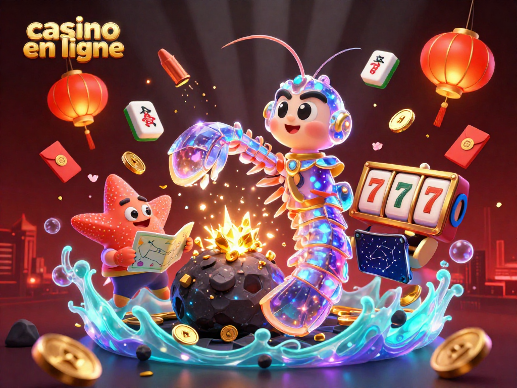 Jouer au casino en ligne avec un samouraï galactique et des éléments de jeu colorés.