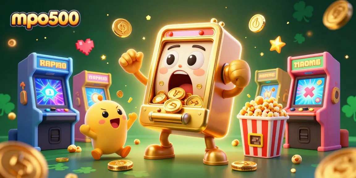 Experience the excitement with mpo500 as colorful slot machines celebrate a jackpot in a vibrant casino scene.