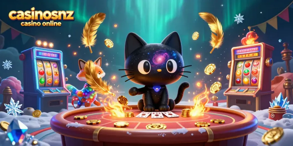 Experience casinosnz casino online with engaging characters and vibrant casino elements in an exciting scene.