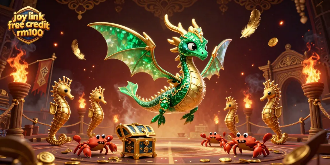 Experience joy link free credit rm100 in this vibrant 3D casino illustration showcasing an elegant sea dragon.