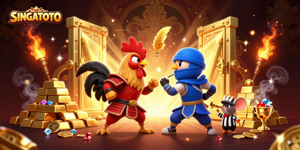 Menghadapi tantangan dalam permainan, SINGATOTO menghadirkan duel ayam petarung berani.
