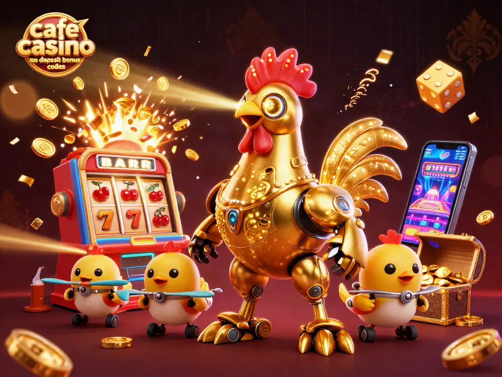 Experience the excitement of cafe casino no deposit bonus codes with vibrant 3D casino elements and characters.