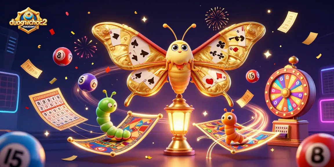 Play duongmatchuoc2 with a vibrant 3D illustration of a moth and enchanting casino elements