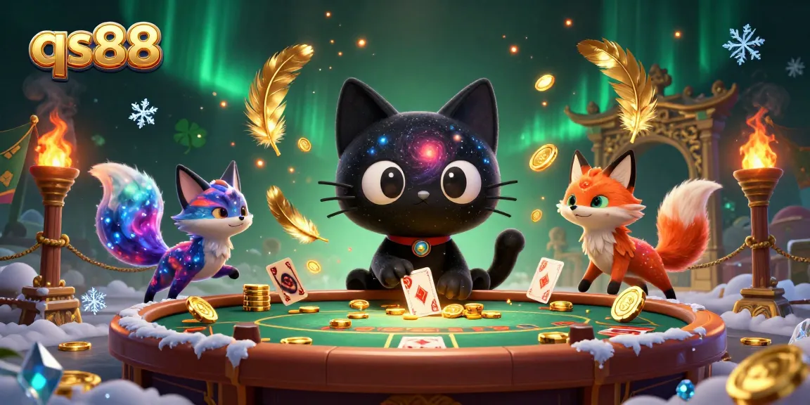 Experience thrilling gameplay at qs88 with a dynamic cosmic casino scene featuring playful characters and dazzling game elements.