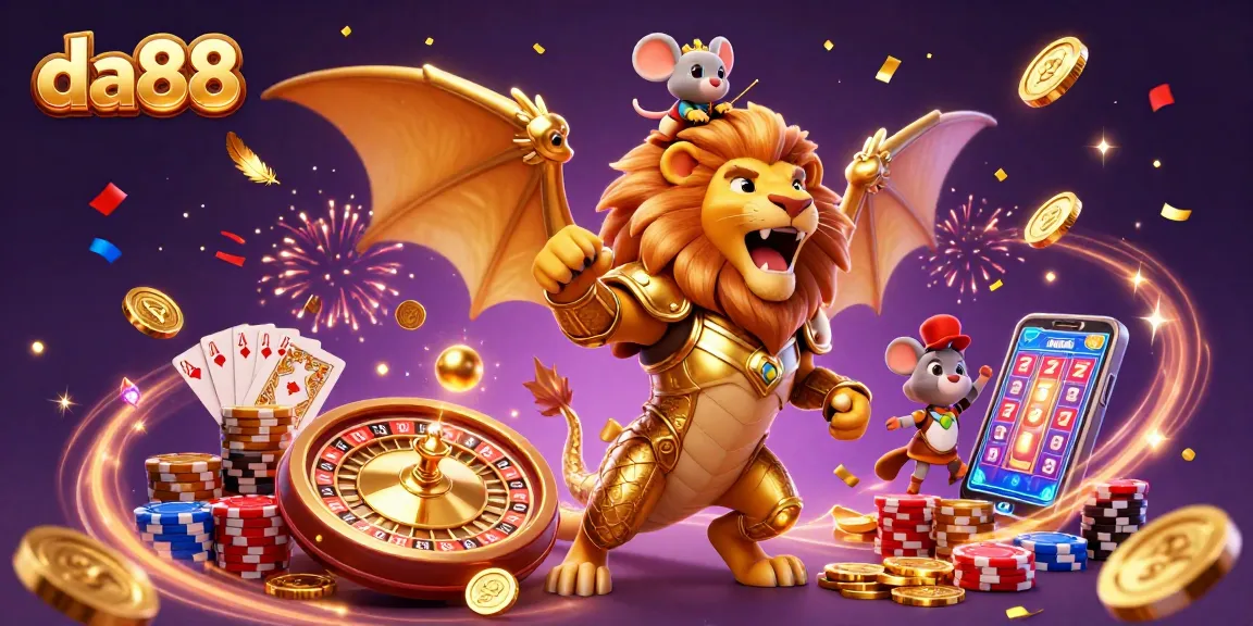Experience thrilling gameplay at da88 with a roaring chimera and golden gaming elements!