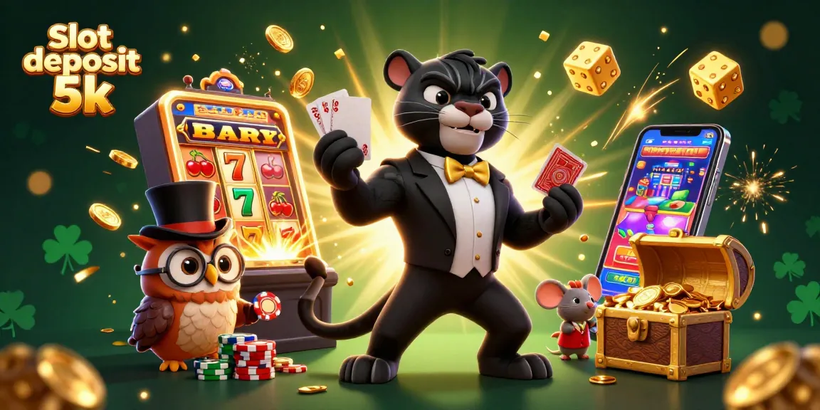 Experience thrills with slot deposit 5k and winning combinations amidst vibrant casino characters.