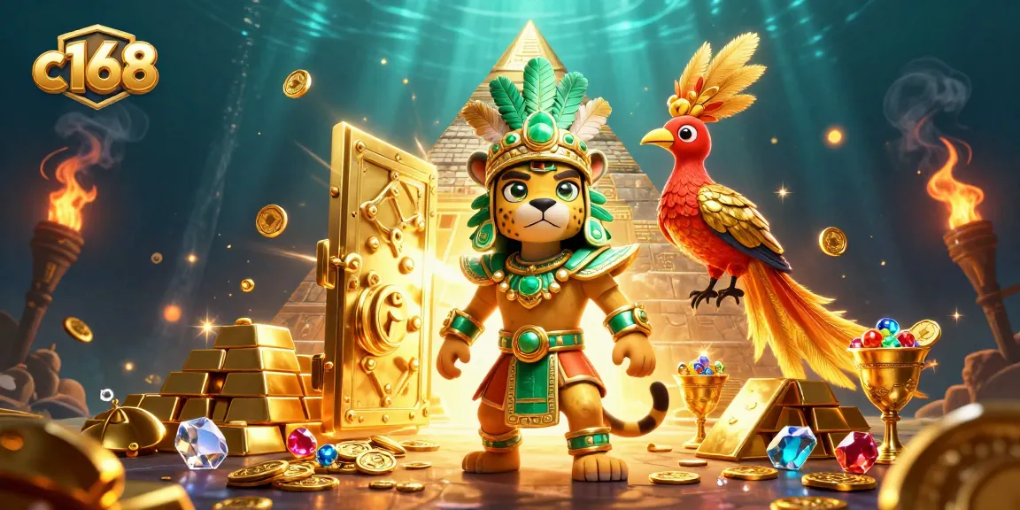 Experience winning thrills at c168 with vibrant 3D gaming elements and a Mayan priest