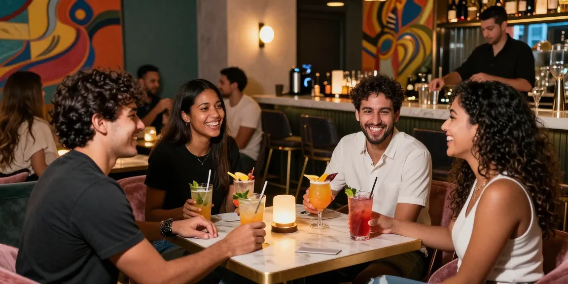Experience exciting nightlife at 유흥사이트 with friends enjoying vibrant cocktails in a chic lounge.