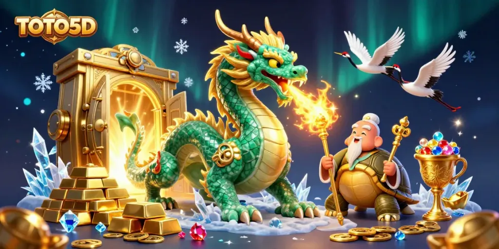 Engage with TOTO5D's thrilling experience featuring vibrant dragons, fortune elements, and enchanting scenery.