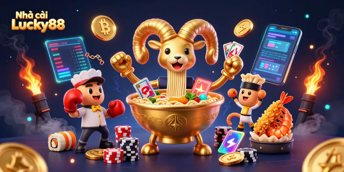 Engage with exciting gaming at Nhà cái Lucky88 featuring vibrant characters and high-stakes crypto elements.