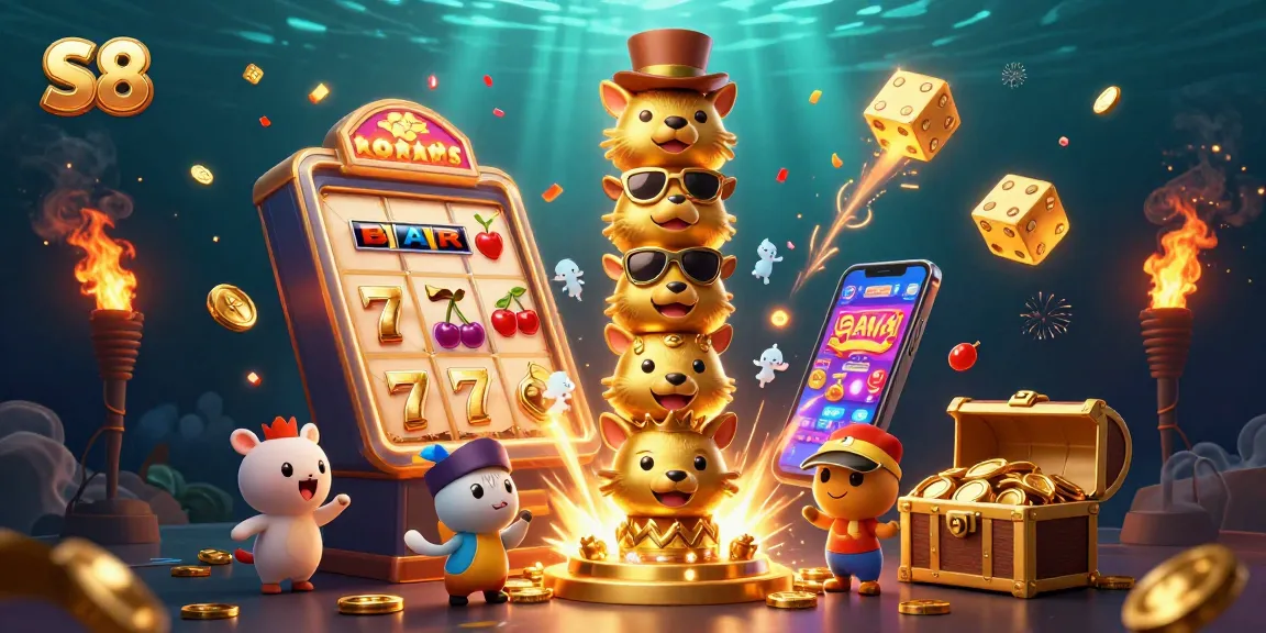 S8 brings excitement to life with its vibrant slot machine, golden elements, and engaging casino game atmosphere.