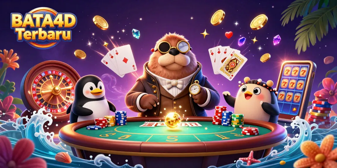 BATA4D Terbaru showcases a jolly walrus playing poker underwater, capturing the excitement of online gambling.