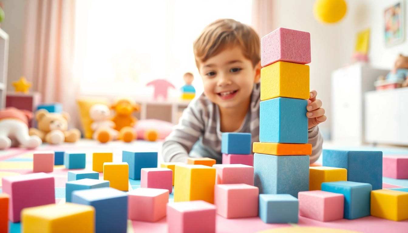 Build with vibrant soft foam blocks; read more here for playful inspiration.