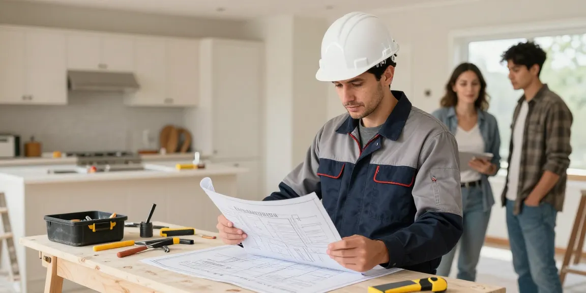 Kuwin local services: Trusted contractor reviewing renovation plans.