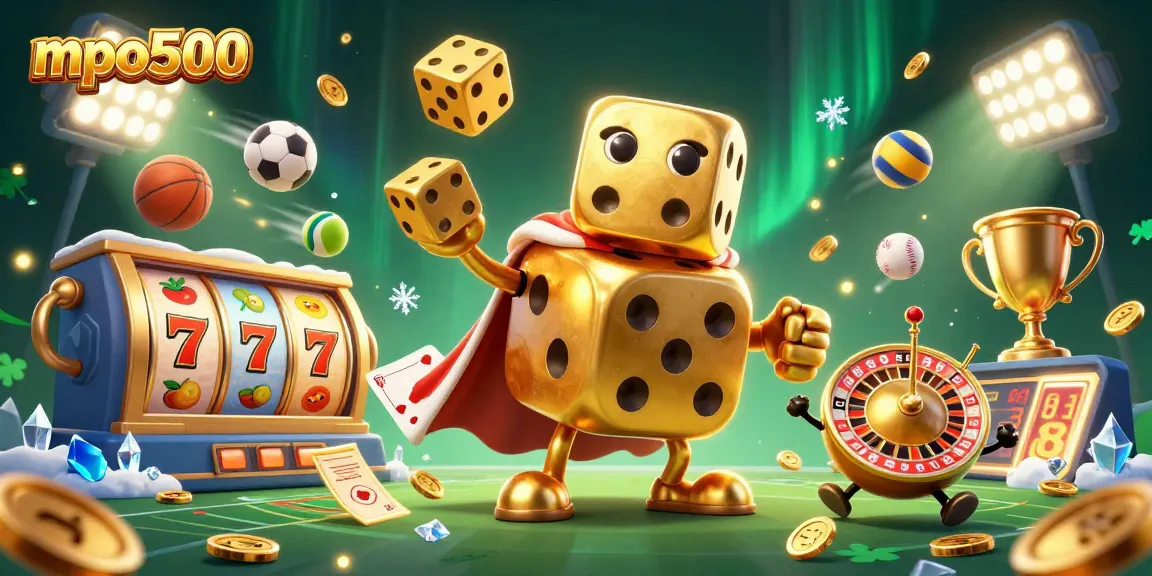 Engage with mpo500's dynamic slot experience featuring golden dice and vibrant symbols.