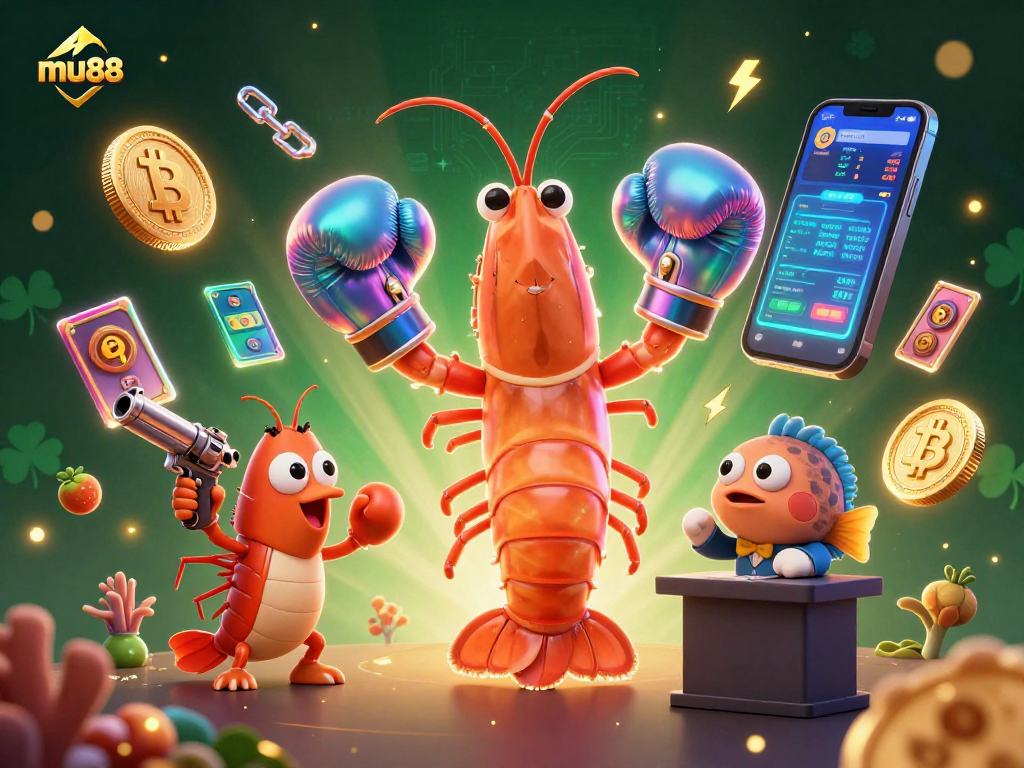 Play exciting slots with mu88, featuring dynamic characters and vibrant casino elements in a packed scene.
