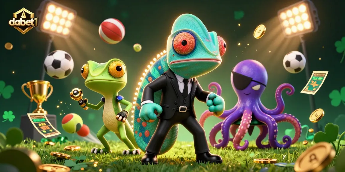 Experience thrilling sports betting at dabet1 with colorful action, trophies, and lively game elements.