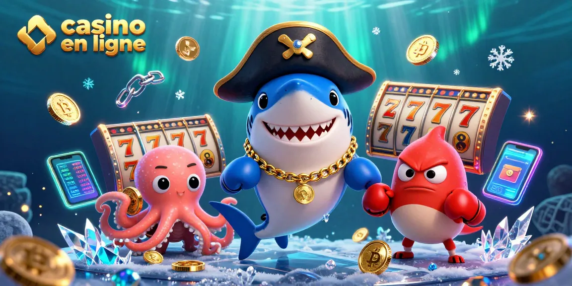 Un jeu captivant au casino en ligne avec un requin pirate et des pièces d'or scintillantes.