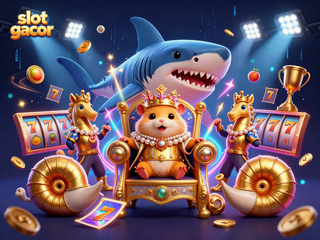 Engage with slot gacor strategy while witnessing the golden hamster king's royal throne.