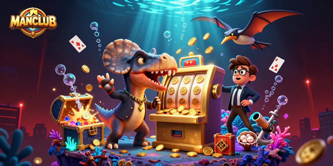 MANCLUB's pachycephalosaurus wins jackpots while casino chaos unfolds, showcasing thrilling gambling action.