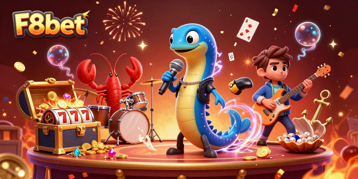 Experience excitement with F8bet as an electric eel DJ rocks an underwater casino stage.