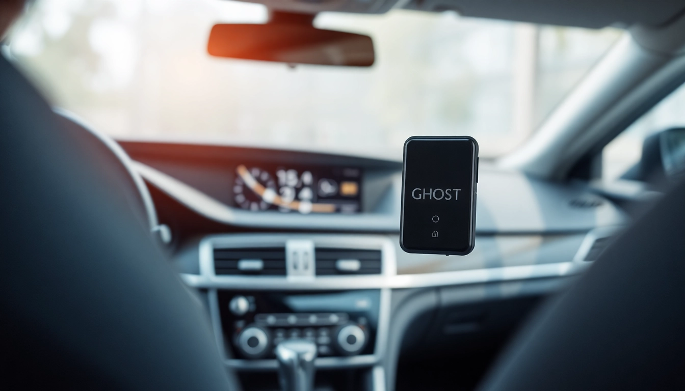 Showcase of Ghost 2 immobiliser in vehicle interior, highlighting modern security features.