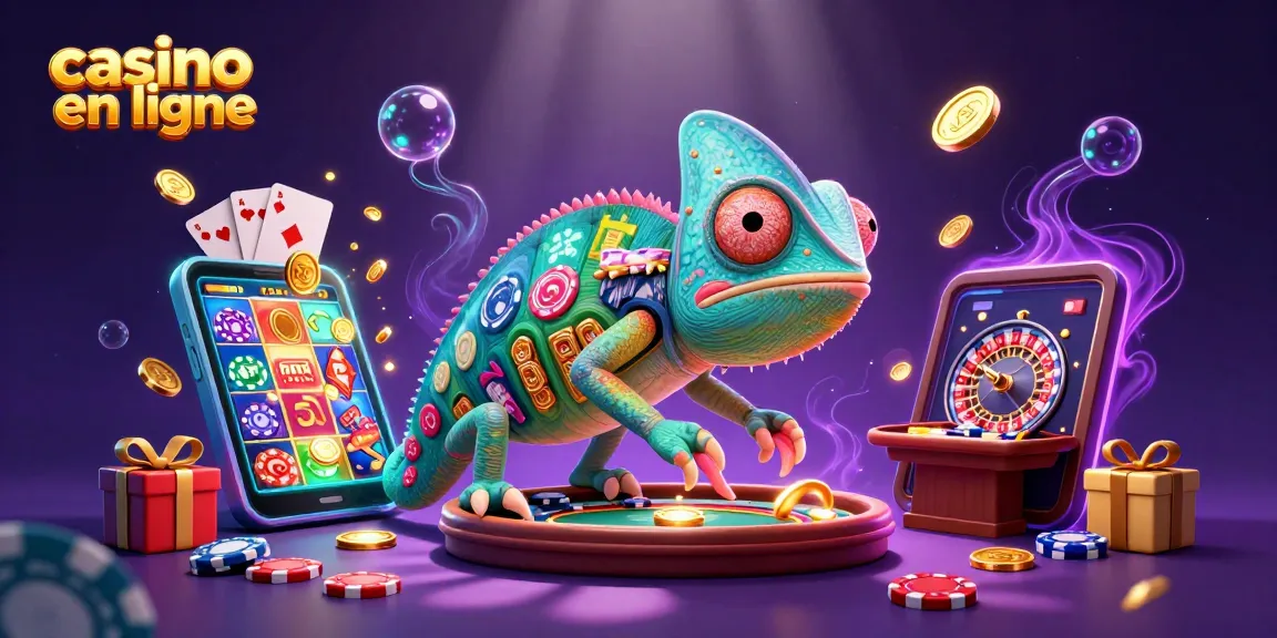 Profitez d'une expérience captivante dans un casino en ligne avec notre illustration animée du propriétaire caméléon.