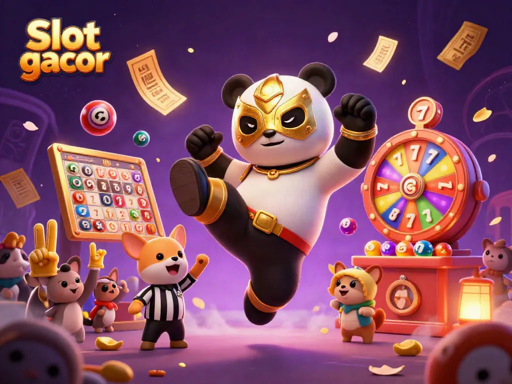 Engage with Slot gacor through a vibrant 3D scene showcasing thrilling gaming excitement and colorful elements.