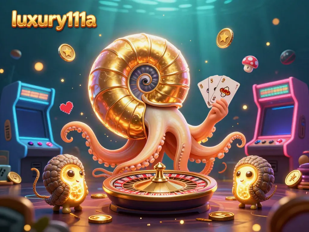 Spin the roulette wheel and play cards with luxury111a in a colorful animated casino scene.