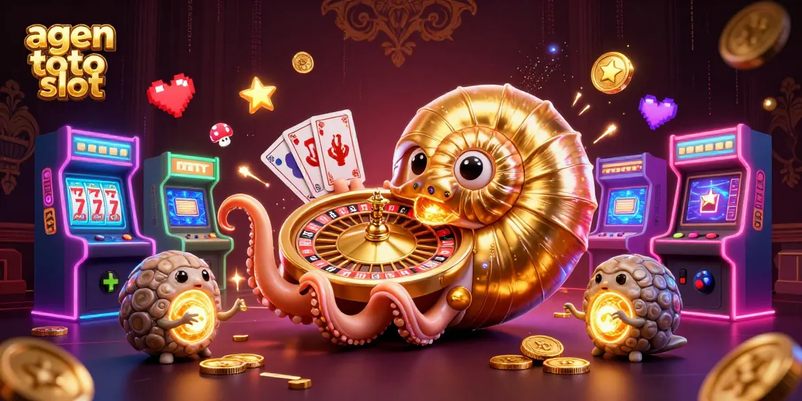 Experience thrilling wins with agen toto slot in a dynamic 3D casino scene featuring a giant nautilus.