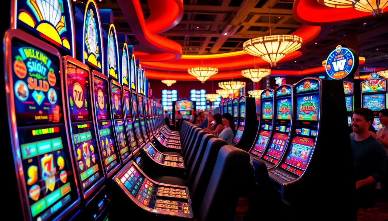 Bermain situs slot resmi dengan keseruan mesin slot yang berwarna-warni di kasino.
