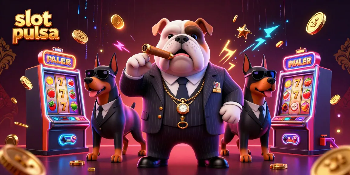 Spin the slot pulsa with the mafia boss bulldog in an energetic casino scene.