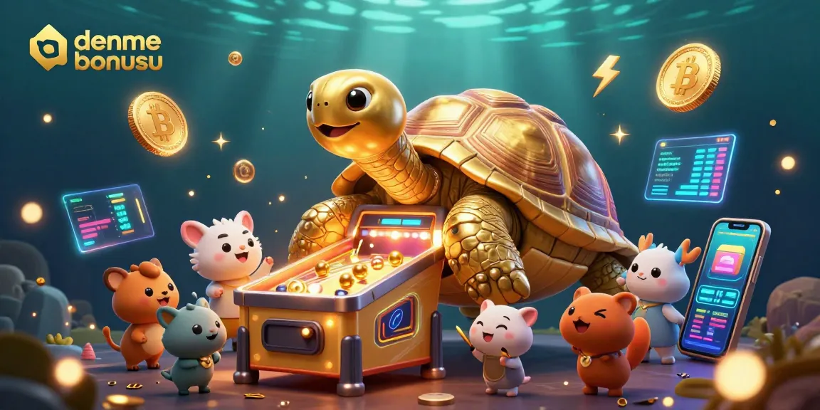 Engage with deneme bonusu promotions in an energetic casino atmosphere with a 3D cartoon tortoise game.