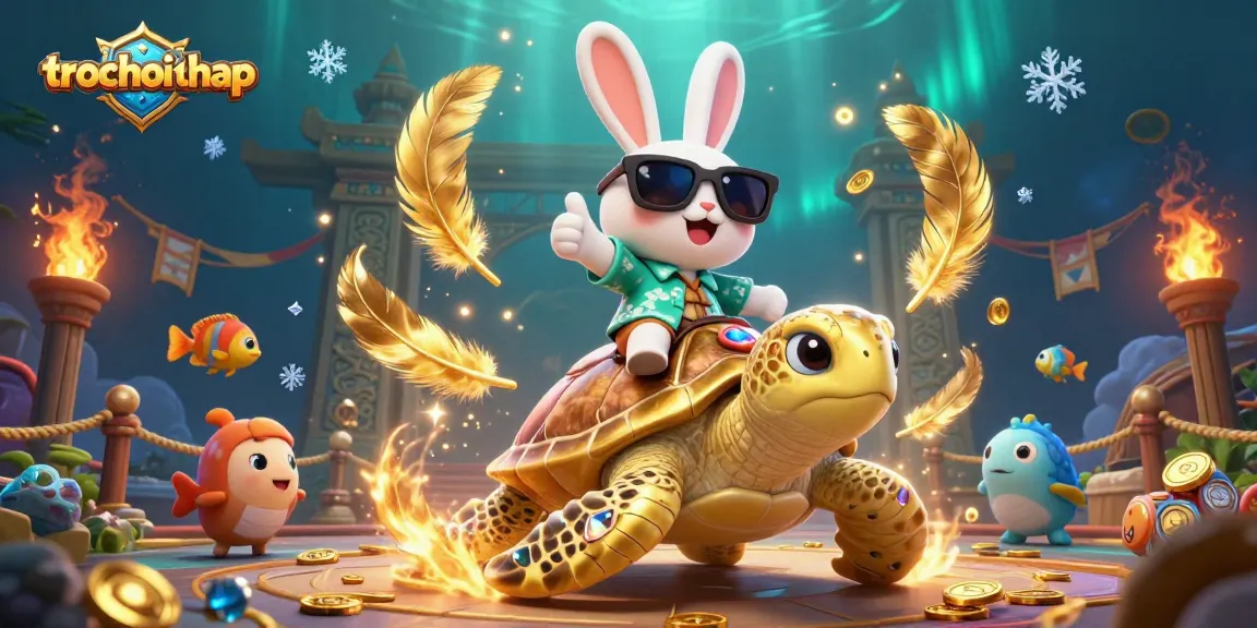Engage with trochoi-thap while enjoying an exciting journey with a lucky rabbit and golden turtle.