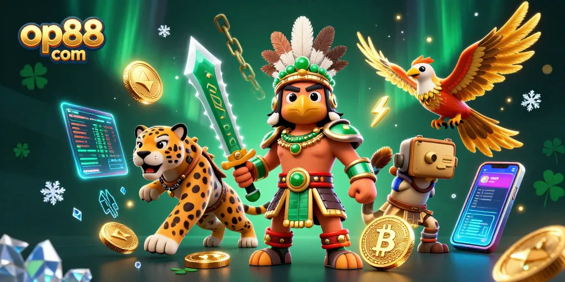 Experience exhilarating gameplay at op88 com with vibrant 3D warriors, crypto highlights, and casino elements.