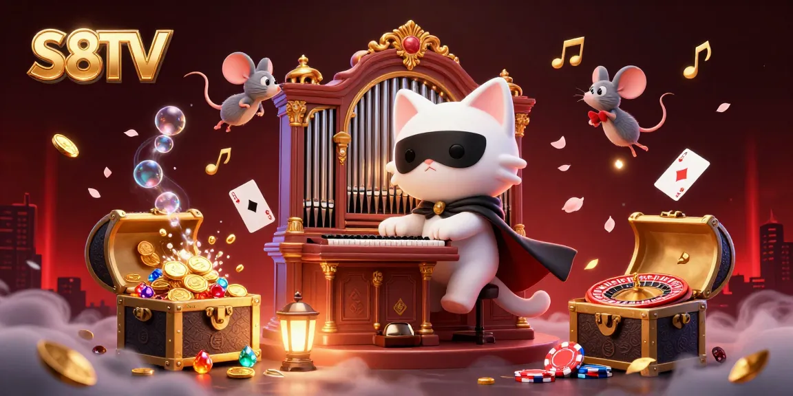 S8TV offers an exhilarating betting experience with a cinematic casino-themed illustration featuring vibrant characters and elements.