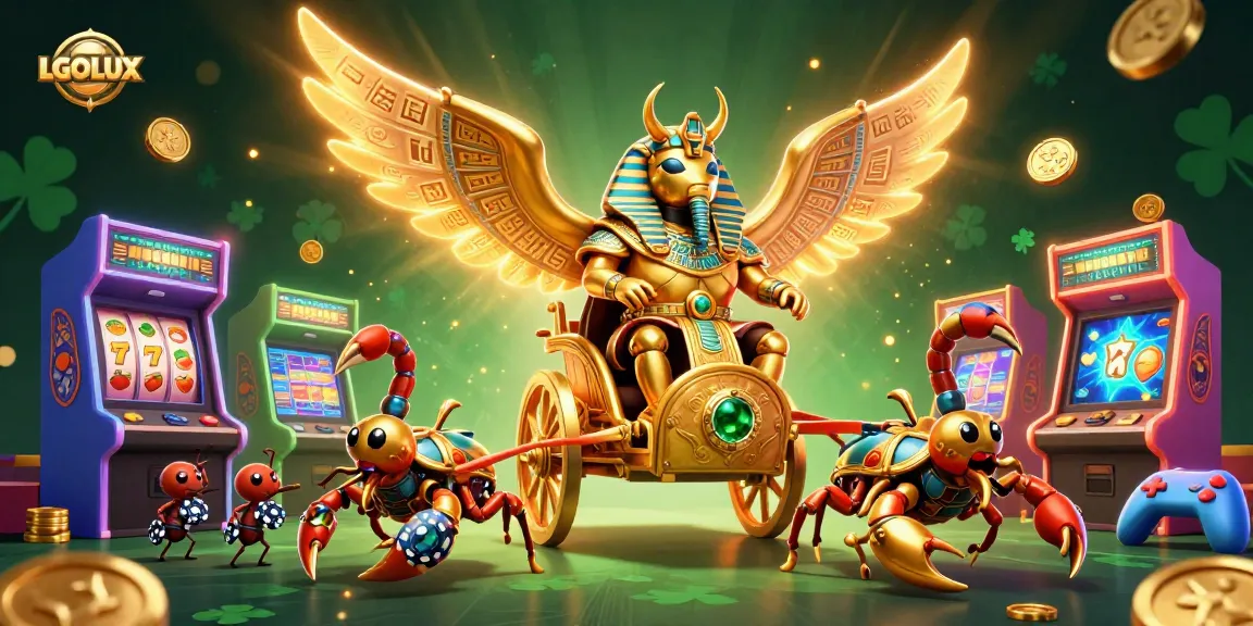 Win big at LGOLUX with dazzling slot games and vibrant casino elements in this fantasy scene.
