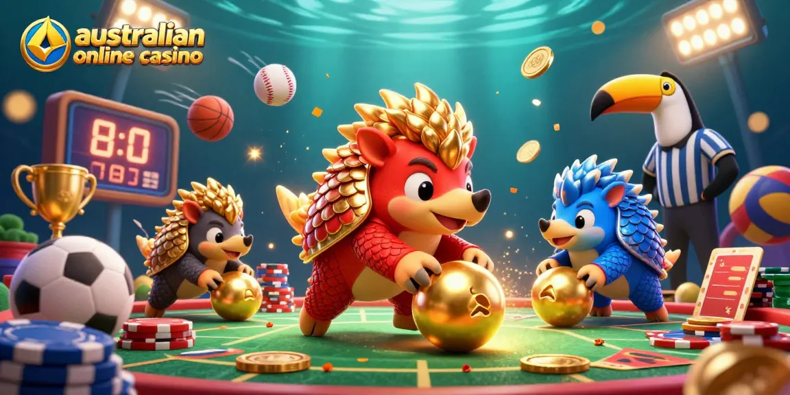 Experience the excitement of an australian online casino with dynamic pangolins bowling through poker chips.