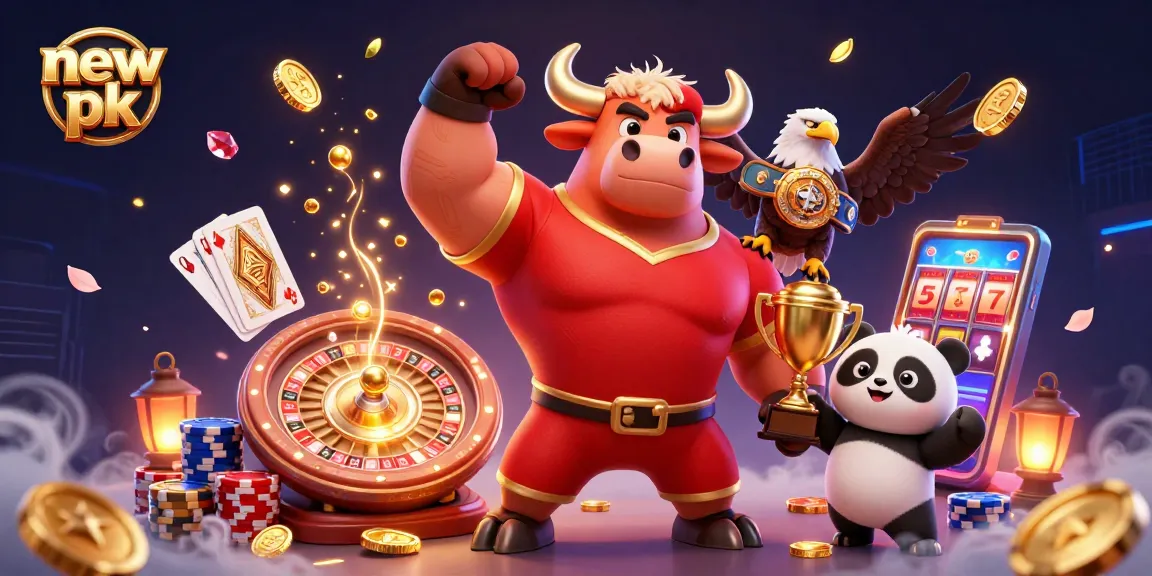 Elevate your gaming with new pk's vibrant casino scene featuring a triumphant mascot.