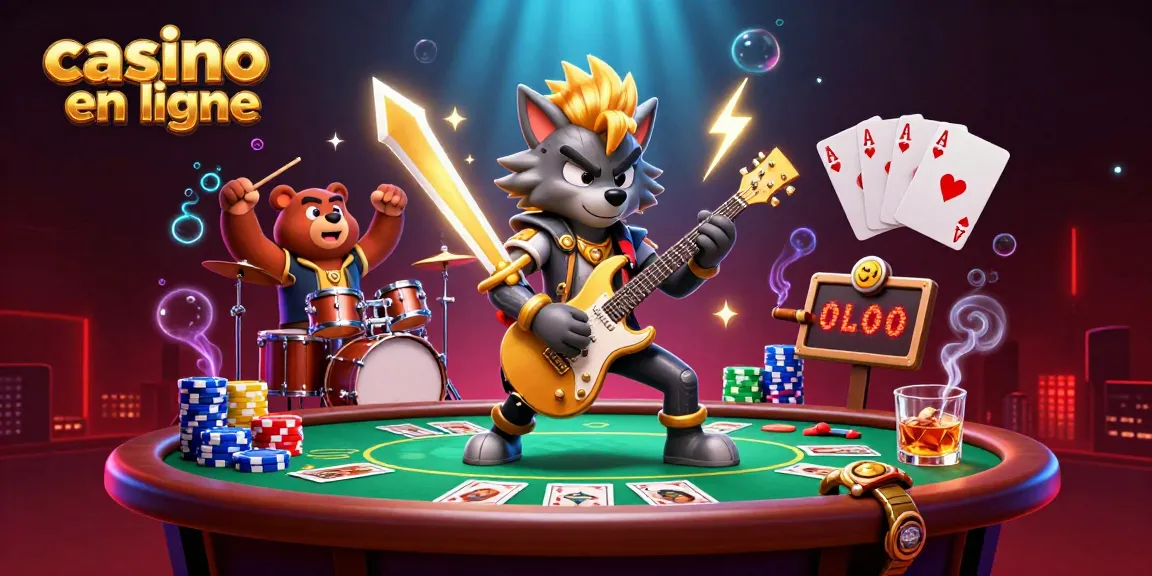 Jouer au poker en ligne dans un casino en ligne avec une ambiance animée et des personnages 3D