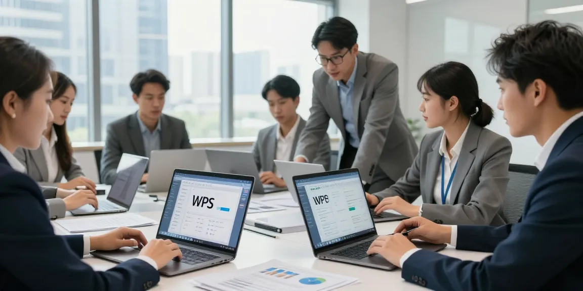 团队在使用WPS办公软件进行高效协作，展示现代办公环境。