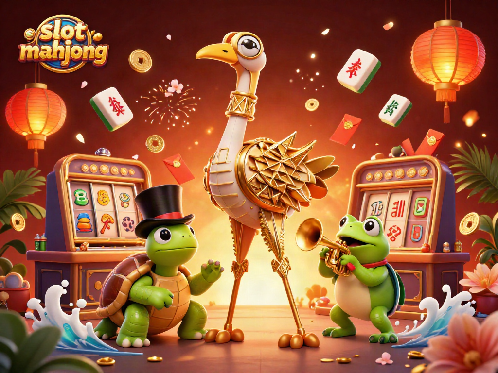 Experience slot mahjong excitement with vibrant 3D art featuring colorful symbols and dynamic characters.