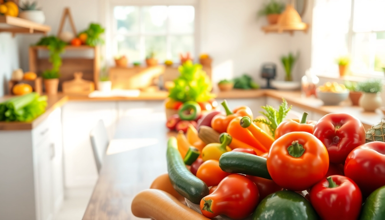 Promote a Healthy Life with a colorful kitchen filled with fresh fruits and vegetables.