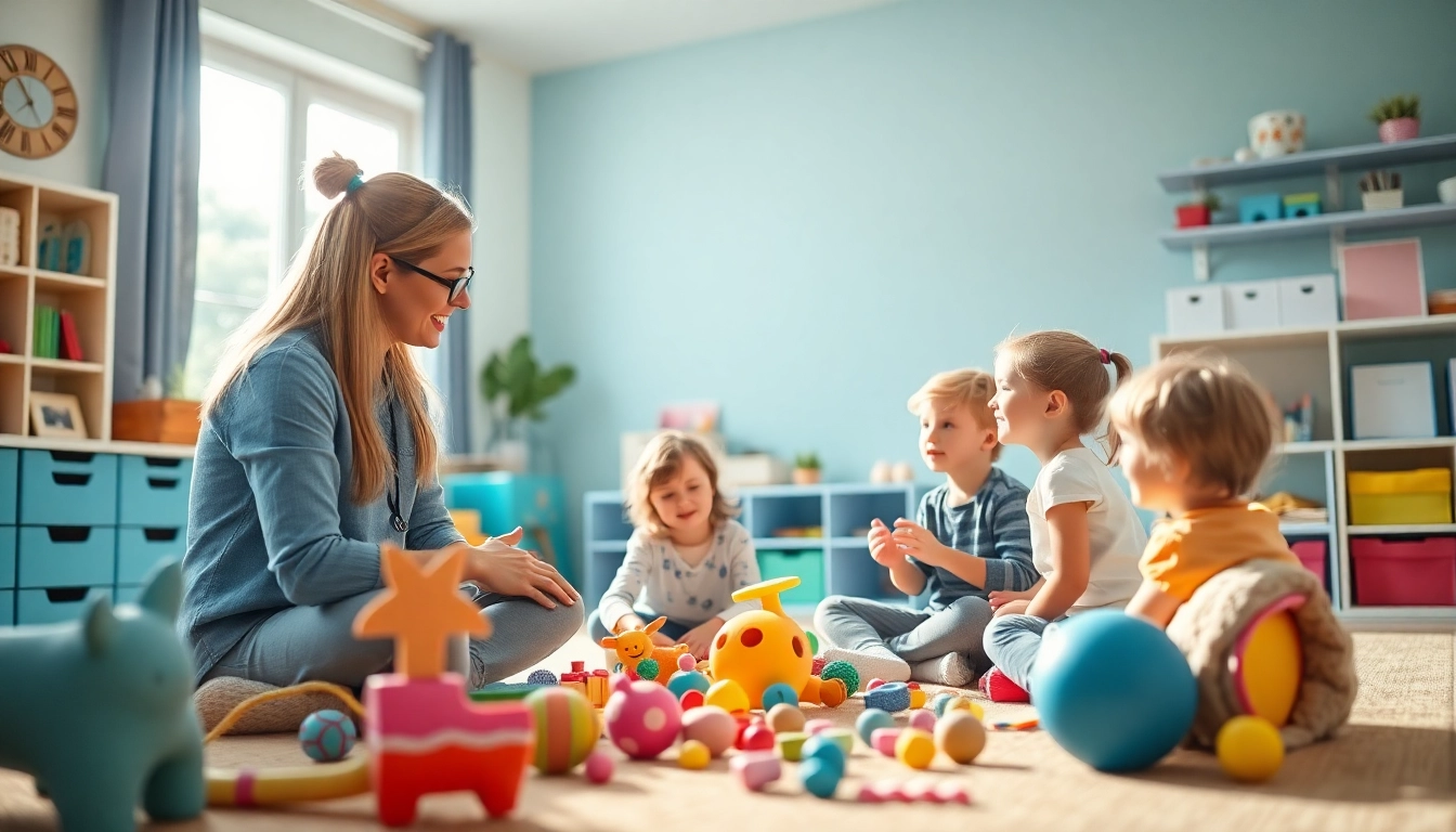 Children actively participating in ABA therapy for kids, surrounded by engaging materials and a supportive atmosphere.