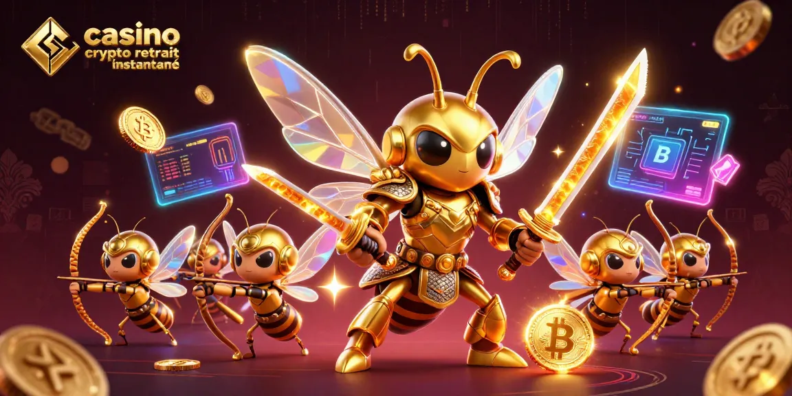 Plongez dans l'univers du casino crypto retrait instantané avec des personnages et éléments colorés en 3D.