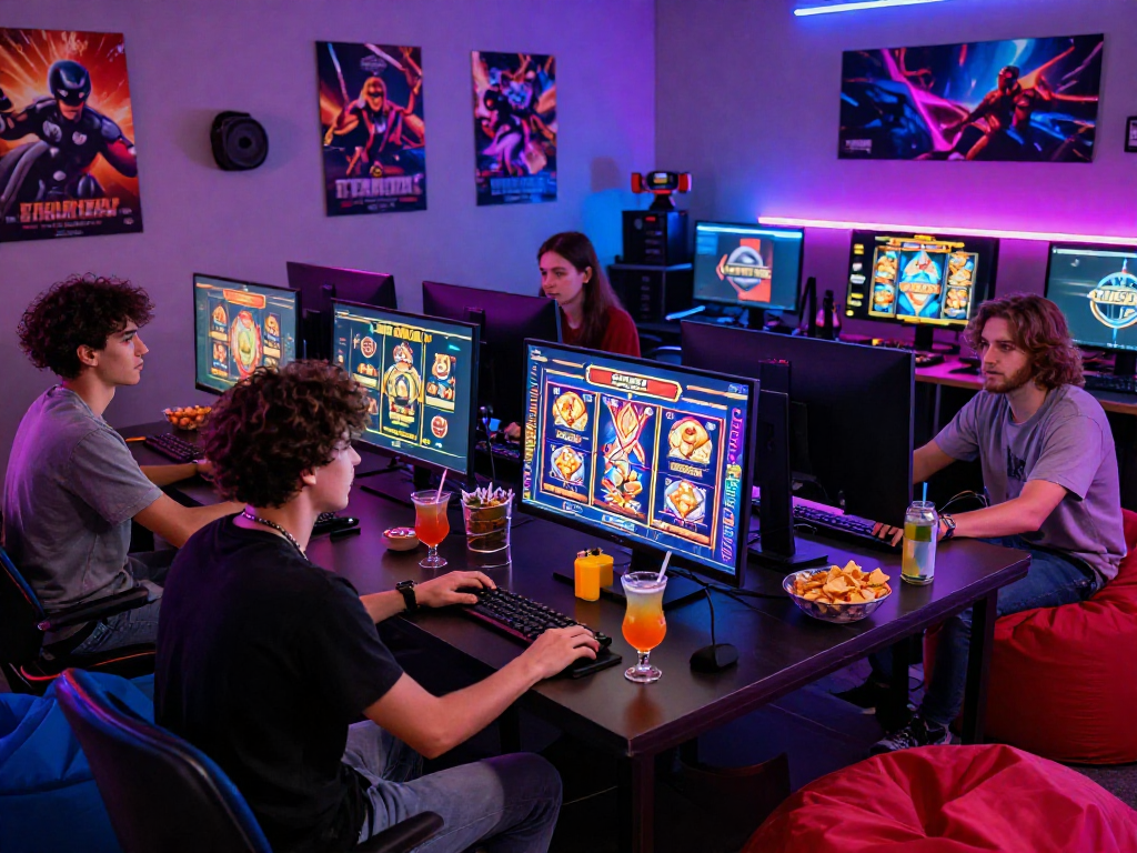 Teman-teman bermain di situs slot sambil menikmati minuman dan makanan ringan