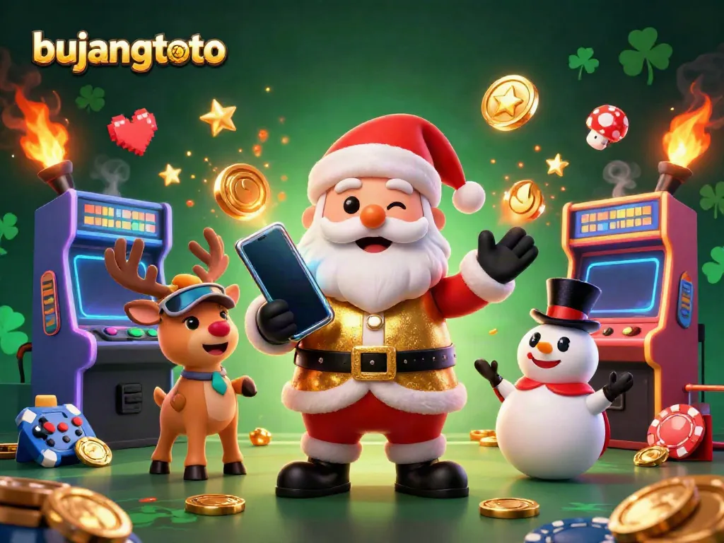 Experience the excitement of bujangtoto with festive characters in a vibrant casino environment.